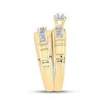Load image into Gallery viewer, 10kt Yellow Gold His Hers Round Diamond Solitaire Matching Wedding Set 1/6 Cttw
