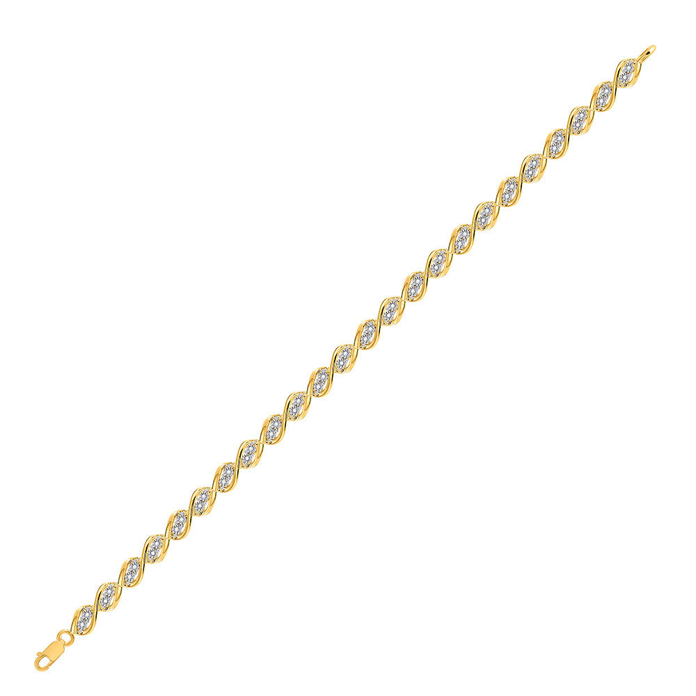 10kt Yellow Gold Womens Round Diamond Single Row Tennis Bracelet 1/5 Cttw