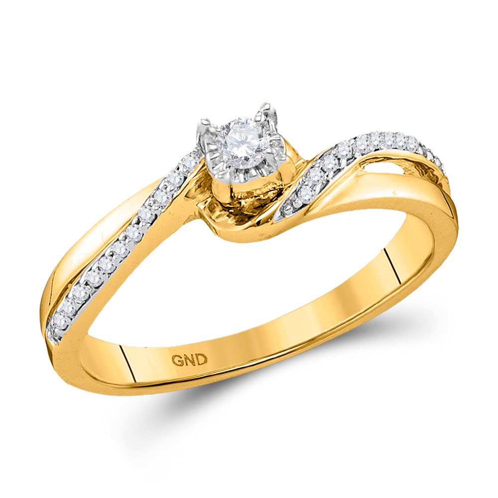 10kt Yellow Gold Round Diamond Solitaire Bridal Wedding Engagement Ring 1/8 Cttw