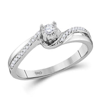 Load image into Gallery viewer, 10kt White Gold Round Diamond Solitaire Bridal Wedding Engagement Ring 1/8 Cttw
