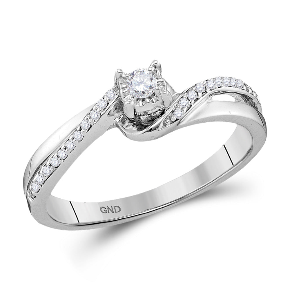 10kt White Gold Round Diamond Solitaire Bridal Wedding Engagement Ring 1/8 Cttw