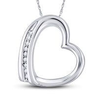 Load image into Gallery viewer, 10kt White Gold Womens Round Diamond Heart Pendant .03 Cttw

