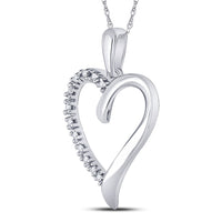 Load image into Gallery viewer, 10kt White Gold Womens Round Diamond Heart Pendant 1/20 Cttw
