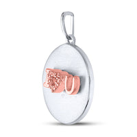 Load image into Gallery viewer, Sterling Silver Womens Round Diamond Circle I Love You Heart Pendant .03 Cttw
