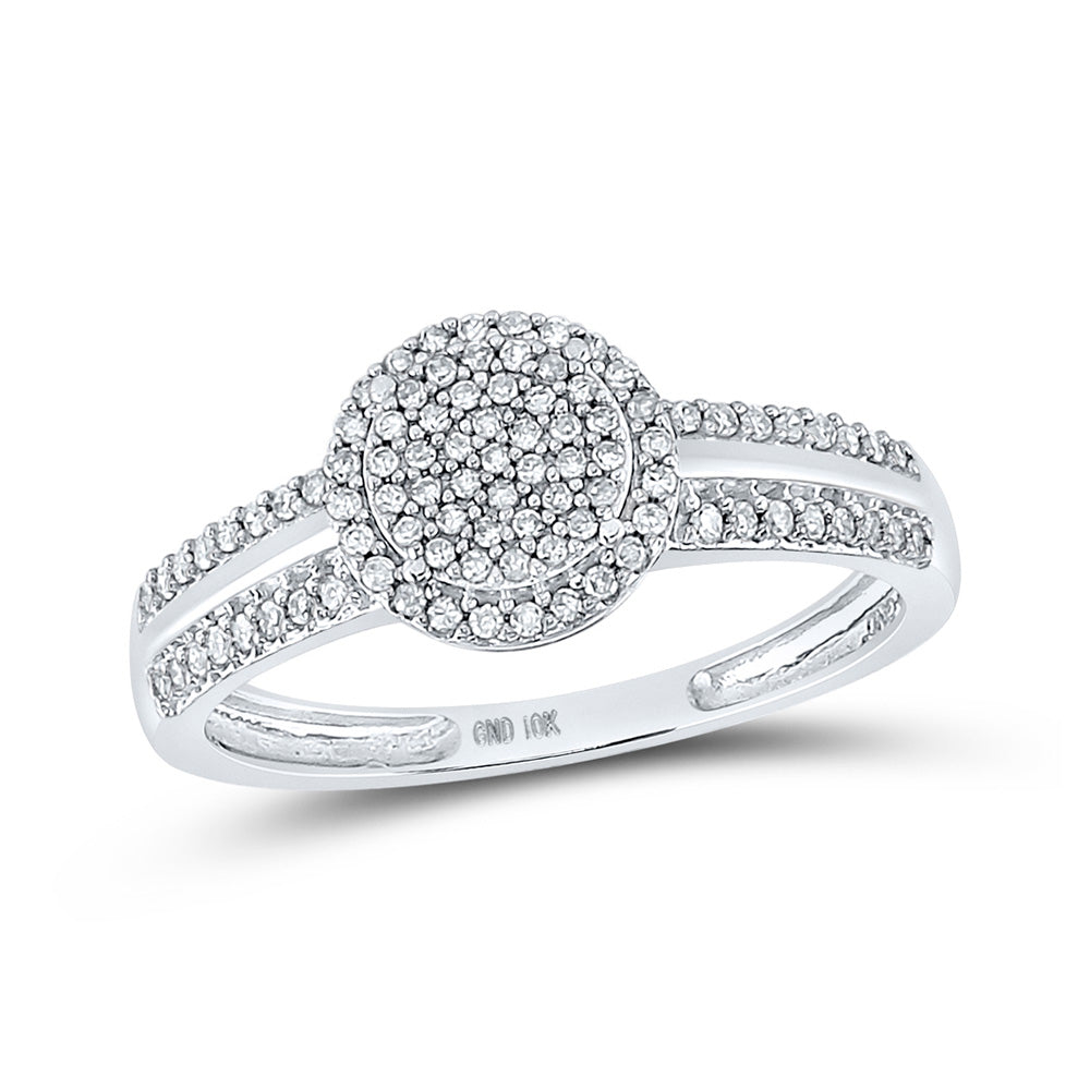 10kt White Gold Round Diamond Circle Cluster Bridal Wedding Engagement Ring 1/4 Cttw