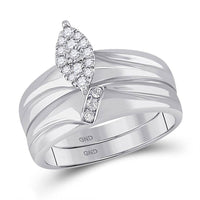 Load image into Gallery viewer, 10kt White Gold His Hers Round Diamond Cluster Matching Wedding Set 1/4 Cttw
