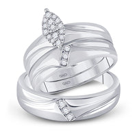 Load image into Gallery viewer, 10kt White Gold His Hers Round Diamond Cluster Matching Wedding Set 1/4 Cttw

