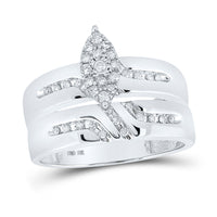 Load image into Gallery viewer, 10kt White Gold His Hers Round Diamond Cluster Matching Wedding Set 1/3 Cttw
