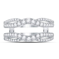 Load image into Gallery viewer, 14kt White Gold Womens Round Diamond Wrap Ring Guard Enhancer 5/8 Cttw
