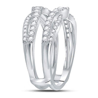 Load image into Gallery viewer, 14kt White Gold Womens Round Diamond Wrap Ring Guard Enhancer 5/8 Cttw
