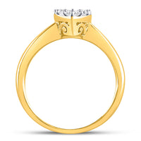 Load image into Gallery viewer, 10kt Yellow Gold Womens Round Diamond Heart Cluster Ring 1/2 Cttw
