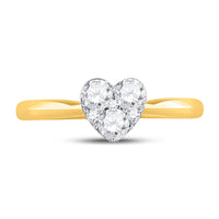 Load image into Gallery viewer, 10kt Yellow Gold Womens Round Diamond Heart Cluster Ring 1/2 Cttw
