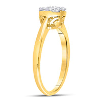 Load image into Gallery viewer, 10kt Yellow Gold Womens Round Diamond Heart Cluster Ring 1/2 Cttw
