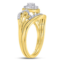 Load image into Gallery viewer, 10kt Yellow Gold Round Diamond Bridal Wedding Ring Band Set 1/3 Cttw
