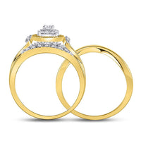 Load image into Gallery viewer, 10kt Yellow Gold Round Diamond Bridal Wedding Ring Band Set 1/3 Cttw
