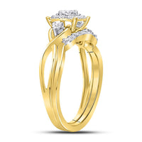 Load image into Gallery viewer, 10k White Gold Round Diamond Cluster Bridal Wedding Ring Band Set 1/3 Cttw
