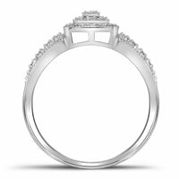 Load image into Gallery viewer, 10kt White Gold Round Diamond Square Cluster Bridal Wedding Engagement Ring 1/6 Cttw
