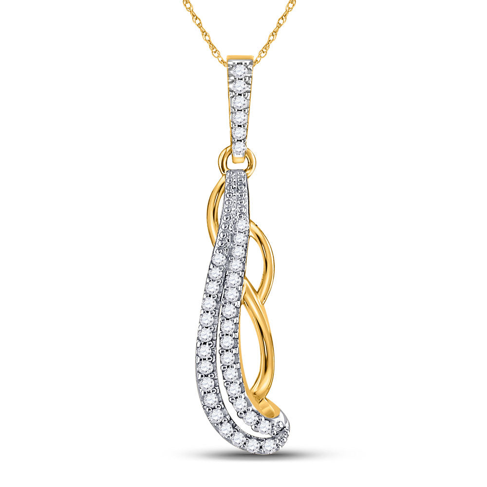 10kt Yellow Gold Womens Round Diamond Dangle Fashion Pendant 1/8 Cttw