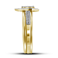 Load image into Gallery viewer, 10kt Yellow Gold Diamond Teardrop Cluster Bridal Wedding Ring Band Set 1/5 Cttw
