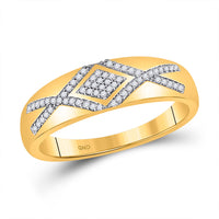 Load image into Gallery viewer, 10kt Yellow Gold His Hers Round Diamond Cluster Matching Wedding Set 1/2 Cttw
