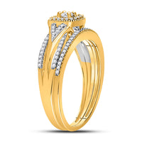 Load image into Gallery viewer, 10kt Yellow Gold Round Diamond Bridal Wedding Ring Band Set 1/3 Cttw
