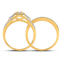 Load image into Gallery viewer, 10kt Yellow Gold Round Diamond Bridal Wedding Ring Band Set 1/3 Cttw
