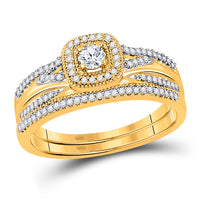 Load image into Gallery viewer, 10kt Yellow Gold Round Diamond Bridal Wedding Ring Band Set 1/3 Cttw
