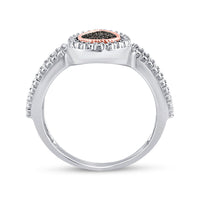 Load image into Gallery viewer, Sterling Silver Womens Round Brown Diamond Teardrop Cluster Ring 1/6 Cttw
