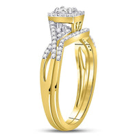 Load image into Gallery viewer, 14kt Yellow Gold Princess Diamond Bridal Wedding Ring Band Set 1/3 Cttw
