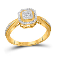 Load image into Gallery viewer, 10kt Yellow Gold Womens Round Diamond Octagon Cluster Ring 1/10 Cttw
