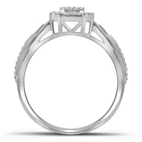 Load image into Gallery viewer, 10kt White Gold Womens Round Diamond Square Frame Cluster Tapered Shank Ring 1/10 Cttw
