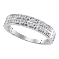 Load image into Gallery viewer, 10kt White Gold His Hers Round Diamond Square Matching Wedding Set 1/3 Cttw
