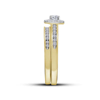 Load image into Gallery viewer, 14kt Yellow Gold Round Diamond Bridal Wedding Ring Band Set 5/8 Cttw
