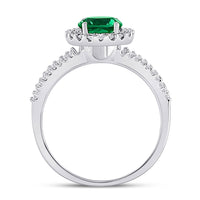 Load image into Gallery viewer, 10kt White Gold Womens Round Lab-Created Emerald Diamond Solitaire Ring 1-1/2 Cttw
