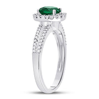 Load image into Gallery viewer, 10kt White Gold Womens Round Lab-Created Emerald Diamond Solitaire Ring 1-1/2 Cttw
