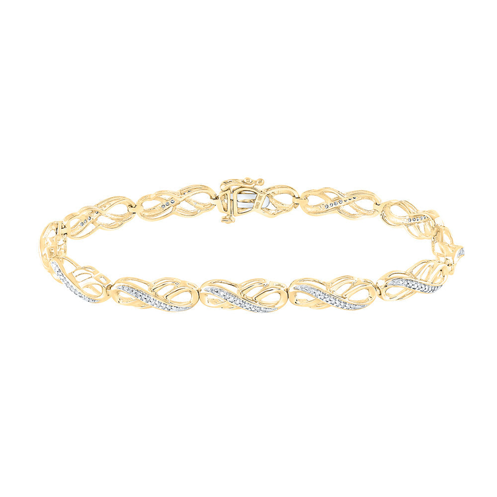 10kt Yellow Gold Womens Round Diamond Infinity Bracelet 1/4 Cttw