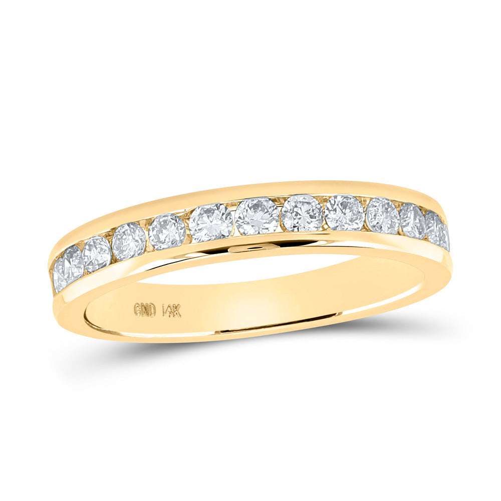 14kt Yellow Gold Womens Round Diamond Wedding Single Row Band 1/2 Cttw
