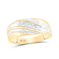 Load image into Gallery viewer, 10kt Yellow Gold Mens Round Diamond Wedding Band Ring 1/4 Cttw
