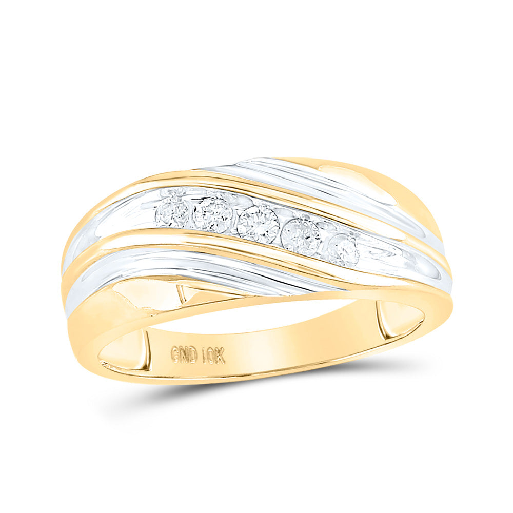 10kt Yellow Gold Mens Round Diamond Wedding Band Ring 1/4 Cttw
