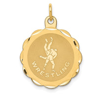 Load image into Gallery viewer, 14k Wrestling Scalloped Edge Disc Charm
