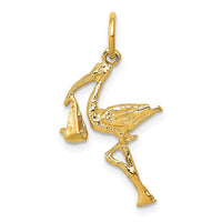 Load image into Gallery viewer, 14k Solid 3-Dimensional Stork Charm

