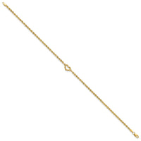 Load image into Gallery viewer, 14k Diamond-cut Open Heart Rope 9inch Anklet
