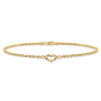 Load image into Gallery viewer, 14k Diamond-cut Open Heart Rope 9inch Anklet

