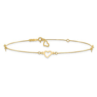 Load image into Gallery viewer, 14K Adjustable Fancy Heart 9in Plus 1in Ext. Anklet
