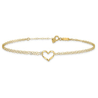 Load image into Gallery viewer, 14k Double Strand Heart 9 Inch with 1 Inch extension Anklet
