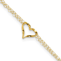 Load image into Gallery viewer, 14k Double Strand Heart 9 Inch with 1 Inch extension Anklet
