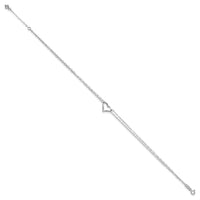 Load image into Gallery viewer, 14k White Gold Double Strand Heart 9in Plus 1in ext. Anklet
