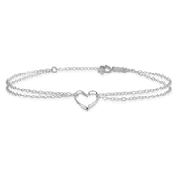 Load image into Gallery viewer, 14k White Gold Double Strand Heart 9in Plus 1in ext. Anklet
