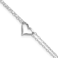 Load image into Gallery viewer, 14k White Gold Double Strand Heart 9in Plus 1in ext. Anklet
