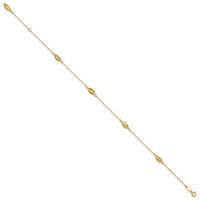 Load image into Gallery viewer, 14k Polished Puffed Rice Bead 9in Plus 1in ext. Anklet
